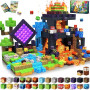 GraceDuck Cube Magnétiques 300 Pièces Set Dinosaures et Volcan - Bloc de Construction Magnétique avec Lave et Forêt - Jouet de C