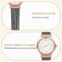 OFFCUP Montre pour Femme, Montre Femmes Bracelet en Cuir, Montre Analogique Quartz avec Cadran et Diamant 3 Aiguilles, Montre de