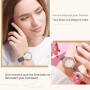 OFFCUP Montre pour Femme, Montre Femmes Bracelet en Cuir, Montre Analogique Quartz avec Cadran et Diamant 3 Aiguilles, Montre de