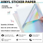 TOJUNE Papier Autocollant Vinyle Imprimable A4 (Laser Couleur) | pour Imprimante À Jet D'encre et Laser, 21x29.7 cm, Imperméable