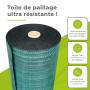 Toile de paillage tissée 130g/m² - Rouleau - Géotextile Anti-Mauvaises Herbes Haute résistance - Coloris Vert - Usage Jardin, al