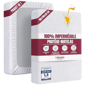Utopia Bedding Protège Matelas 160 x 190 x 30 cm Imperméable, Certifié Oeko TEX, Alèse Drap Housse, Matelas Couvre, Respirant, É