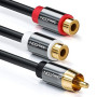 deleyCON 0,20m Câble Audio AUX RCA en Y - Câble Répartiteur pour Caisson de Basses - 1x Fiche vers 2x Prises RCA - Contacts Plaq