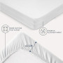 Dreamzie - Drap Housse 140x190/200 - Blanc - 100% Jersey Coton Certifié Oeko Tex - Drap-Housse 140x190/200
