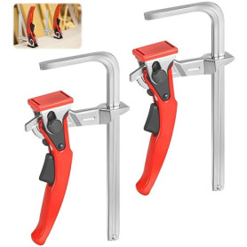 Lot de 2 Serre Joint Rapide pour Rail Guidage, Pince Table Cliquet Acier avec Poignée Levier, Pince Serrage Blocage Rapide Capac