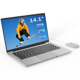 PINSTONE Ordinateur Portable 14,1" HD 6 Go RAM SSD 128 Go N4000 Processeur | Double Cœur Wi‑Fi 2,4G/5G & Bluetooth, HDMI, Design