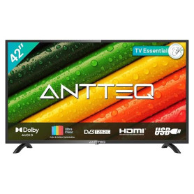 Antteq AB42D1 Télévision 42 Pouces (TV 107 cm), Dolby Audio, LED, Triple Tuner DVB-C / T2 / S2, CI+, HDMI, USB-Media Player, Sor