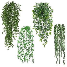 Auauraintt 4 Pcs Plante Artificielle Tombante, 55-80cm Plantes Suspendues | Plantes Artificielles Interieur et Exterieur,pour Bu