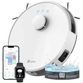 Lefant M1 Robot Aspirateur Laveur 2 en 1, 5500Pa, Navigation LiDAR, Cartographie Multi-étage, Zones Virtuelles, Connecté par Ale