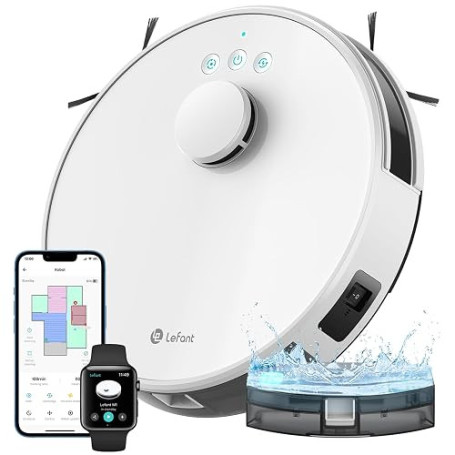 Lefant M1 Robot Aspirateur Laveur 2 en 1, 5500Pa, Navigation LiDAR, Cartographie Multi-étage, Zones Virtuelles, Connecté par Ale