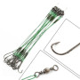 Lot de 20 hameçons de pêche avec bas de ligne en acier - 20 cm - Vert - Crochets de pêche en acier au carbone - Résistants à la