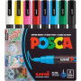 Marqueur Uni-Ball Posca PC3M pointe ogive 0,9 à 1,3 mm couleurs assorties - Etui de 8 | Marqueurs de couleur à encre à base d’ea