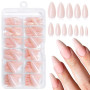 LunarCharm Lot de 240 faux ongles à presser en acrylique couleur amande nude moyenne