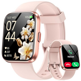 Montre Connectée Femme pour Samsung, iPhone, Android, 1.8" Smartwatch avec Appel Bluetooth, Voix de l'IA, Alexa intégrée, Smartw