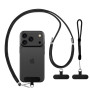 Caremore Cordon Telephone Portable1 Bandeau de Cou Réglable,1 Pcs Bandeau de Poignet,2 Patchs Noirs Durables,Corps croisé Univer