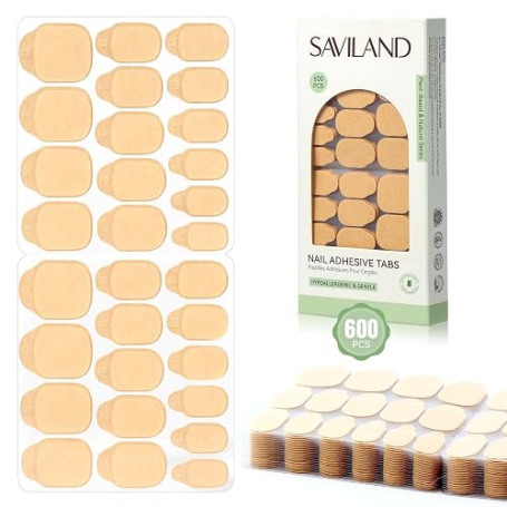 SAVILAND 600 Pads Mini-adhésifs Végétaux pour Faux Ongles Gel Pad Ongles | Faux Autocollants à Ongles Double Face Ultra Fins et