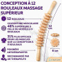 Bâton de rouleau de massage en bois (12 rouleaux) – Outil de massage thérapeutique en bois pour la sculpture du corps, la libéra