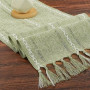 BSBUY 33cm*183cm Chemin de Table Bohème avec Glands et Macramé, Mode Chemin de Table Boho Vert, Chemin de Table Rustique de Ferm