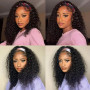 Perruque Bandeau Bresilienne Bouclée Deep Wave Headband Wigs Noir 12 Pouce | Perruque Femme Brésilien Naturelle Cheveux Humains