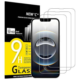 NEW'C Lot de 3, Verre Trempé pour iPhone 16e (6,1 Pouces) Protection efficace contre les Rayures - sans Bulles - Ultra Résistant