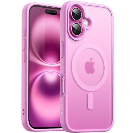 JETech Coque Mate Magnétique pour iPhone 16, Rose | Compatible avec MagSafe, Dos Translucide Mat, Étui Housse Protection Fine An