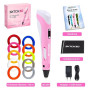 SKTCH3D Stylo 3D Pen Professionnel, PLA, Écran LCD, Loisirs Créatifs – Rose | 50m de filament (10 couleurs, 5m chacune), livret