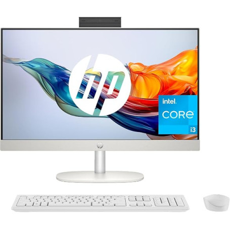 HP All-in-One 24-cr0013ss – Ordinateur de Bureau de 23,8" FHD (Intel Core i3-N300, 8 Go RAM, 512 Go SSD, Intel UHD Graphics, san