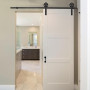 Joparri Kit de ferrures de porte coulissantes 183 cm, Système de porte coulissante, Rail suspendu en acier au carbone avec roule