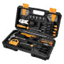 DEKO Outils Bricolage Kit - 62 Pièce Malette Outils à Main Ménage Général avec Boîte à Outils en Plastique Mallette de Rangement