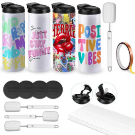 Caffoltgo Lot de 4 gobelets à sublimation isothermes à double paroi en acier inoxydable pour loisirs créatifs - 600 ml avec couv