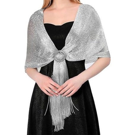 LAKJUOZ Écharpe élégante en mousseline de soie, étoile légère et douce pour cérémonie et robe de soirée
