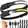 Aaizplz 2 Pièces Lampe Frontale LED Ultra Puissante,2000 Lumens 5 Modes Lampe Frontale Rechargeable,Capteur De Mouvement USB IPX