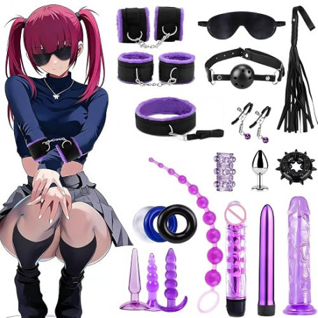 SM kit de bondage Oziral 20PCS BDSM kit de sex toyspour pour couple Violet