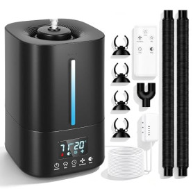 Brumisateur Terrarium 5L, Humidificateur pour Reptiles et Plantes avec Double Tuyau, Remplissage par le Haut, Contrôle d'Humidit