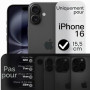 JETech Coque Fine pour iPhone 16, Noir | Protection de l'Objectif Caméra, Finition Mat Ultra-Fine, Étui Housse Design Léger Mini
