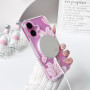 NITITOP Magnétique Coque pour iPhone 16 Fleur de Lys, Rose | avec Motif Floral et Papillon, pour Femme Fille, Compatible avec Ma