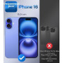XYZ Coque pour iPhone 16 avec Cordon, Noir | Double Anneau de Support Cœur, pour Filles et Femmes, Coque de Protection de Luxe M