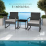 tectake® Ensemble Salon de Jardin Exterieur 2 Chaise Confortable avec Table de Jardin en Poly Rotin et Acier, Mobilier de Jardin