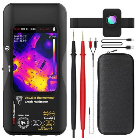 BSIDE SH9 Multimètre Caméra Thermique à Double Fusion Lumineuse Imageur Thermique IR 428X320 avec Objectif Macro Multimètre Grap