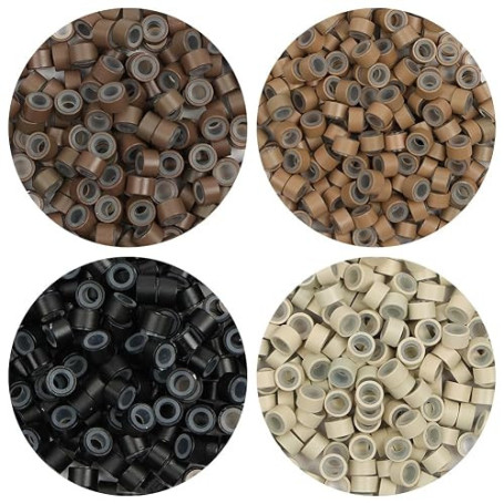 AYBUY 200 Pièces d'anneaux Micro Liens Perles en Silicone 2.5 x 3.0 x 5.0mm | Micro Anneaux Pour Extension Cheveux, pour Coller