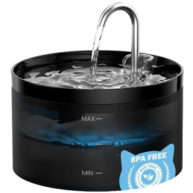GIOTOHUN Fontaine a Eau Chat: Fontaine à Eau pour Chat - 2L Noir Distributeur Chat - Forme de Robinet - Super Silencieuse - Deux