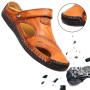 GSNOW Mens Casual Closed Toe Leather Outdoor Sports Sandals Beach Slippers Flat Shoes