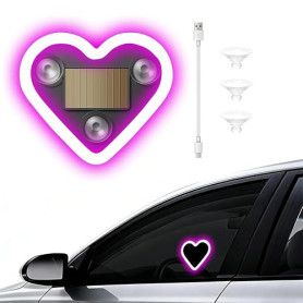 GCZCC Lumière D'ambiance LED Néon sans Fil en Forme de Cœur à énergie Solaire pour Fenêtre de Voiture Accessoires de Décoration