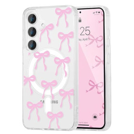 UEEBAI Coque Magnétique pour Samsung Galaxy S24 FE 5G Transparent Étui Housse de Téléphone en Motif de Papillon Case avec Rechar
