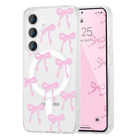 UEEBAI Coque Magnétique pour Samsung Galaxy S24 FE 5G Transparent Étui Housse de Téléphone en Motif de Papillon Case avec Rechar
