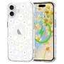 L-FADNUT Coque Magnétique pour iPhone 16 Motif de Fleur Blanc | Coque Compatible avec MagSafe Transparente Silicone Fine Anticho