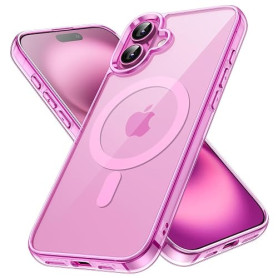 JETech Coque Magnétique pour iPhone 16, Rose | Compatible avec MagSafe, Étui Housse Bumper Antichoc, Résistant aux Rayures, Dos