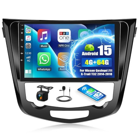 SIXTOP Android 15 Autoradio pour Nissan Qashqai J11 X-Trail T32 2014-2018 écran Tactile 10,1 Pouces, 4 Go + 64 Go, CarPlay Andro