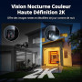 Caytail 2K Camera Surveillance WiFi Exterieure sans Fil avec Panneau Solaire, 360° PTZ Camera Exterieur Batterie, 2.4Ghz, PIR Dé
