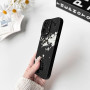 NITITOP Coque pour iPhone 16 Fleur Cerisier Motif, Noir Blanc | Aesthetic Floral Imprimé, Mignon et Esthétique, pour Femmes Fill